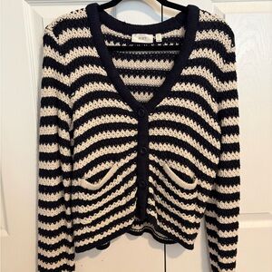 Black and White Striped Women's Sweater